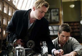 Director Christopher Nolan and actor Christian Bale during filming of 'The Prestige.'