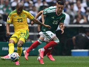 Jayden Adams (left) played in all three of South Africa's World Cup group-stage matches.