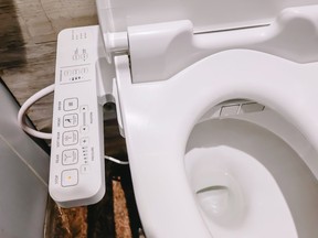 Modern high tech toilet with electronic bidet in Thailand. japan style toilet bowl, high technology sanitary ware.