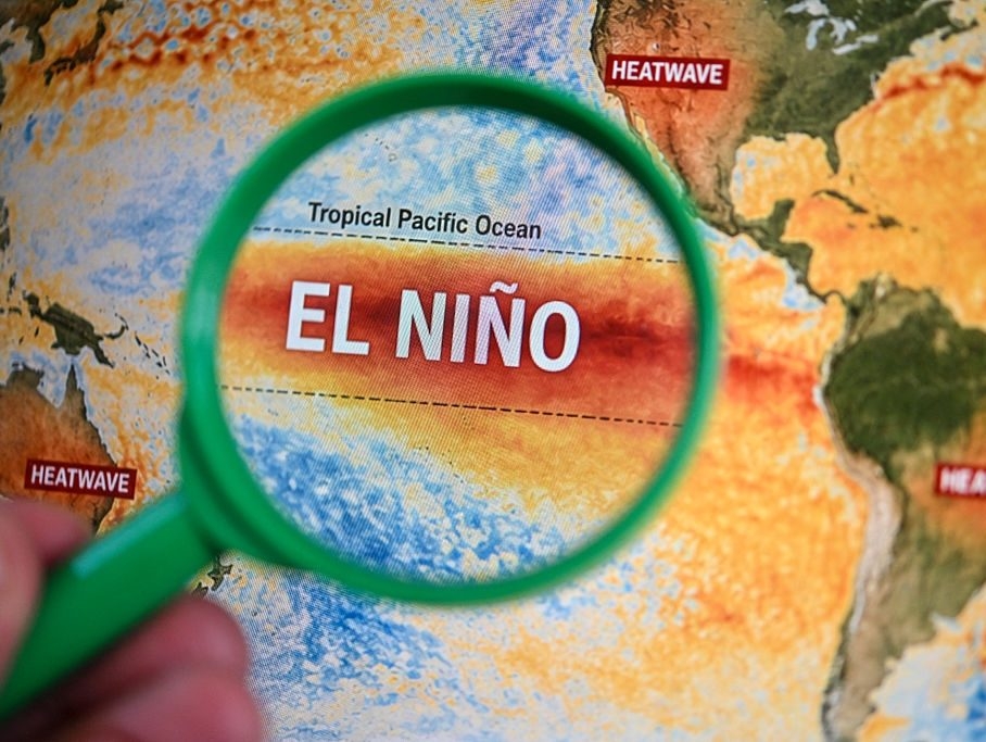 Illustration showing a magnifying glass placed over a map of equatorial Pacific Ocean sea surface temperature anomalies, made in Paris, France, on July 10, 2026. (Joao Luiz Bulcao/Hans Lucas/AFP/Getty Images) Illustration showing a magnifying glass placed over a map of equatorial Pacific Ocean sea surface temperature anomalies, made in Paris, France, on July 10, 2026. (Joao Luiz Bulcao/Hans Lucas/AFP/Getty Images)