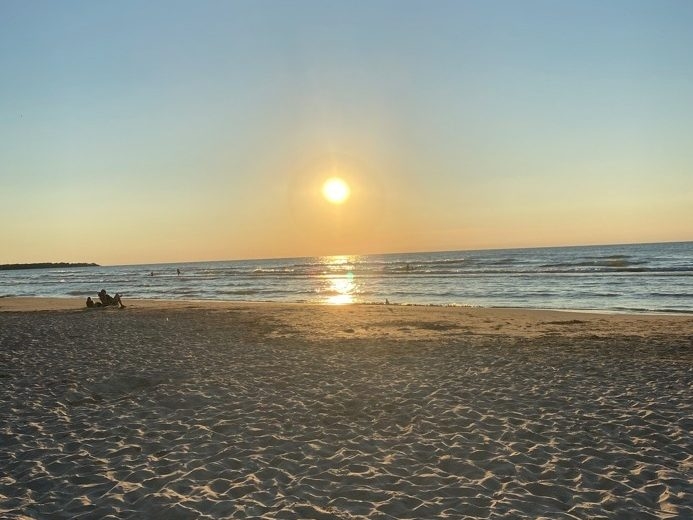 Beach all to themselves, not a cloud in the sky. Beach all to themselves, not a cloud in the sky.
