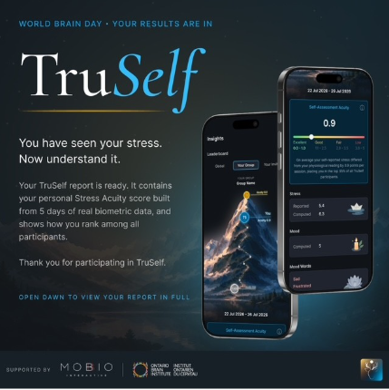 The TruSelf report will contain an objective stress score for each individual using the new App on their smart phone for 5 days (July 22-26) and also show how they rank against others (OBI) The TruSelf report will contain an objective stress score for each individual using the new App on their smart phone for 5 days (July 22-26) and also show how they rank against others (OBI)