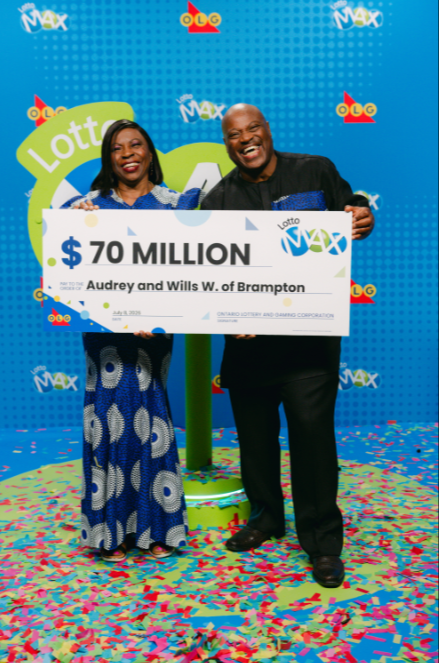 Brampton couple Audrey and Wills W., just won an OLG jackpot of $70 million. Brampton couple Audrey and Wills W., just won an OLG jackpot of $70 million.