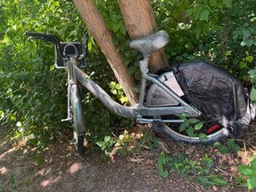 Bike Share Toronto bicycle wrapped in tape