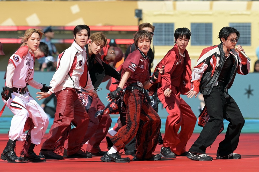 Members of the South Korean boy band BTS perform during the 2026 World Cup football tournament final match between Spain and Argentina at the New York/New Jersey Stadium in East Rutherford on July 19, 2026. (Photo by JUAN MABROMATA / AFP via Getty Images) Members of the South Korean boy band BTS perform during the 2026 World Cup football tournament final match between Spain and Argentina at the New York/New Jersey Stadium in East Rutherford on July 19, 2026. (Photo by JUAN MABROMATA / AFP via Getty Images)
