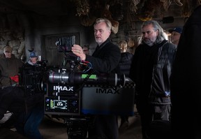 Director Christopher Nolan with cinematographer Hoyte van Hoytema on set of 'The Odyssey.'
