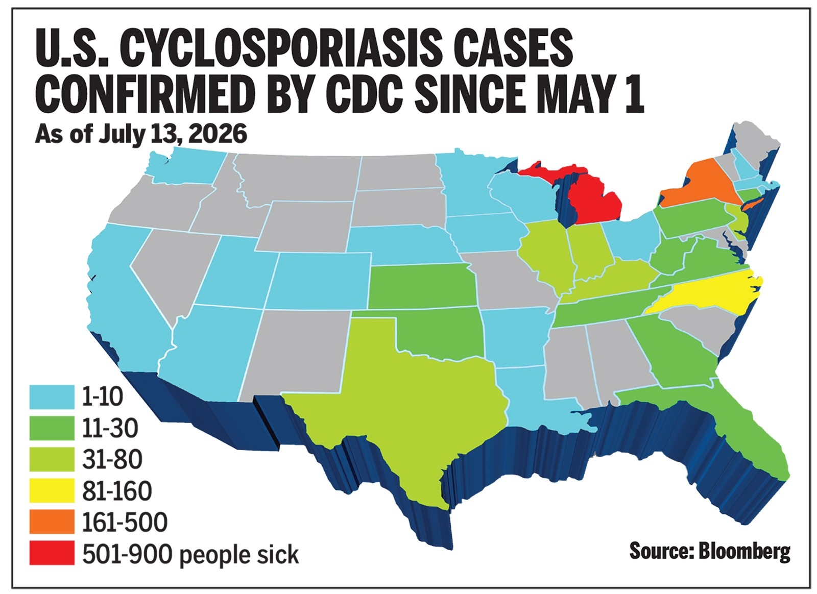  U.S. cyclosporiasis by the CDC since May 1, 2026.