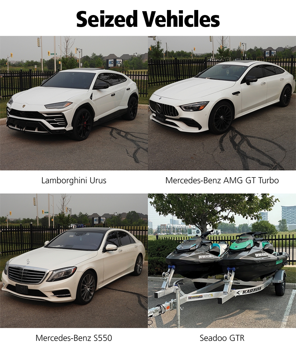  The vehicles seized as part of Project Troubadour. (Halton Regional Police Service)