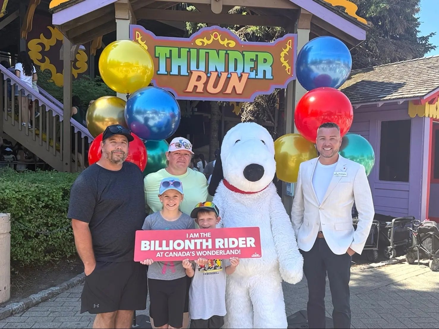  John, Kim, Annabelle and John Jr. of Kingston, Ont. celebrating Annabelle, who is Canada’s Wonderland’s one-billionth rider.