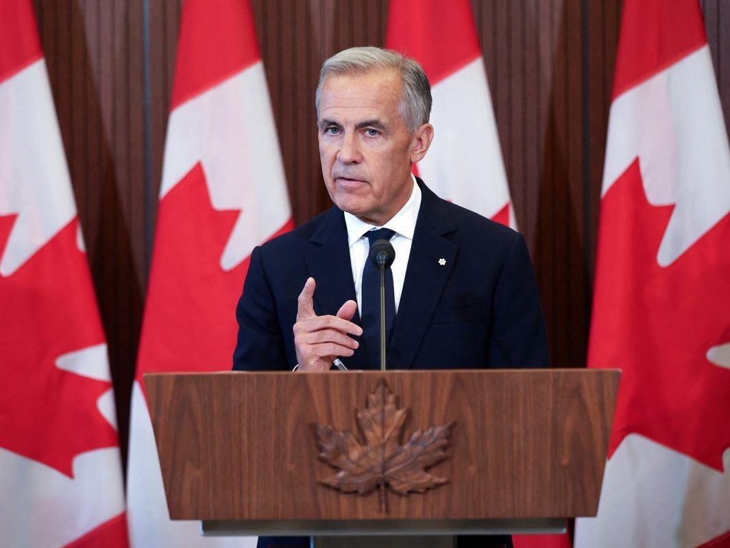 Canadian Prime Minister Mark Carney speaks at a press conference in Ottawa, Ont., on Aug.22, 2026, after trade talks with the US collapsed.