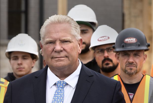 Ontario Premier Doug Ford speaks to members of the media in Hamilton about the ongoing trade concerns with the United States of America, Monday, August 24, 2026. Ford was on American television on Tuesday morning answering questions in regard to the ongoing trade war between the United States and Canada
