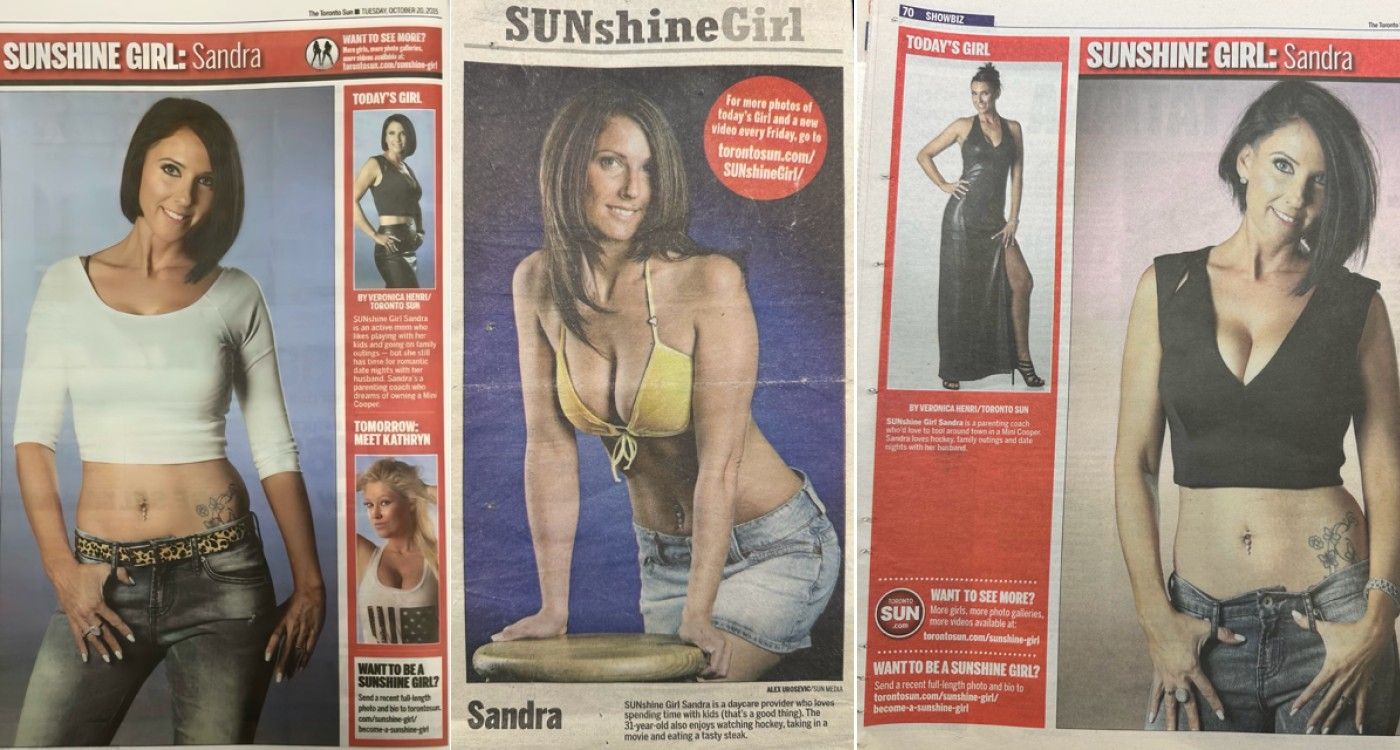 Former SUNshine Girl Sandra was featured in the Toronto Sun multiple times.