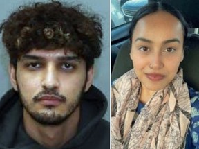 Abdul Ghafoori, left, has been charged for the murder of his intimate partner, Himanshi Khurana, right.