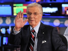 CTV National News anchor Lloyd Robertson waves during his final newscast.