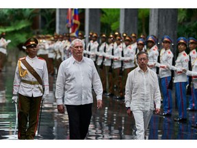 Colombian President Gustavo Petro (R) said in Havana that 'now is the time for dialogue' between the United States and Cuba.