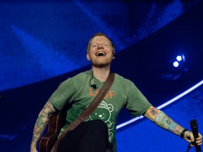 Ed Sheeran performs during his LOOP tour.