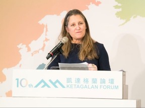 Former Deputy Prime Minister Chrystia Freeland speaks at the 10th Ketagalan Forum in Taipei, Taiwan on Tuesday, Aug. 4 2026