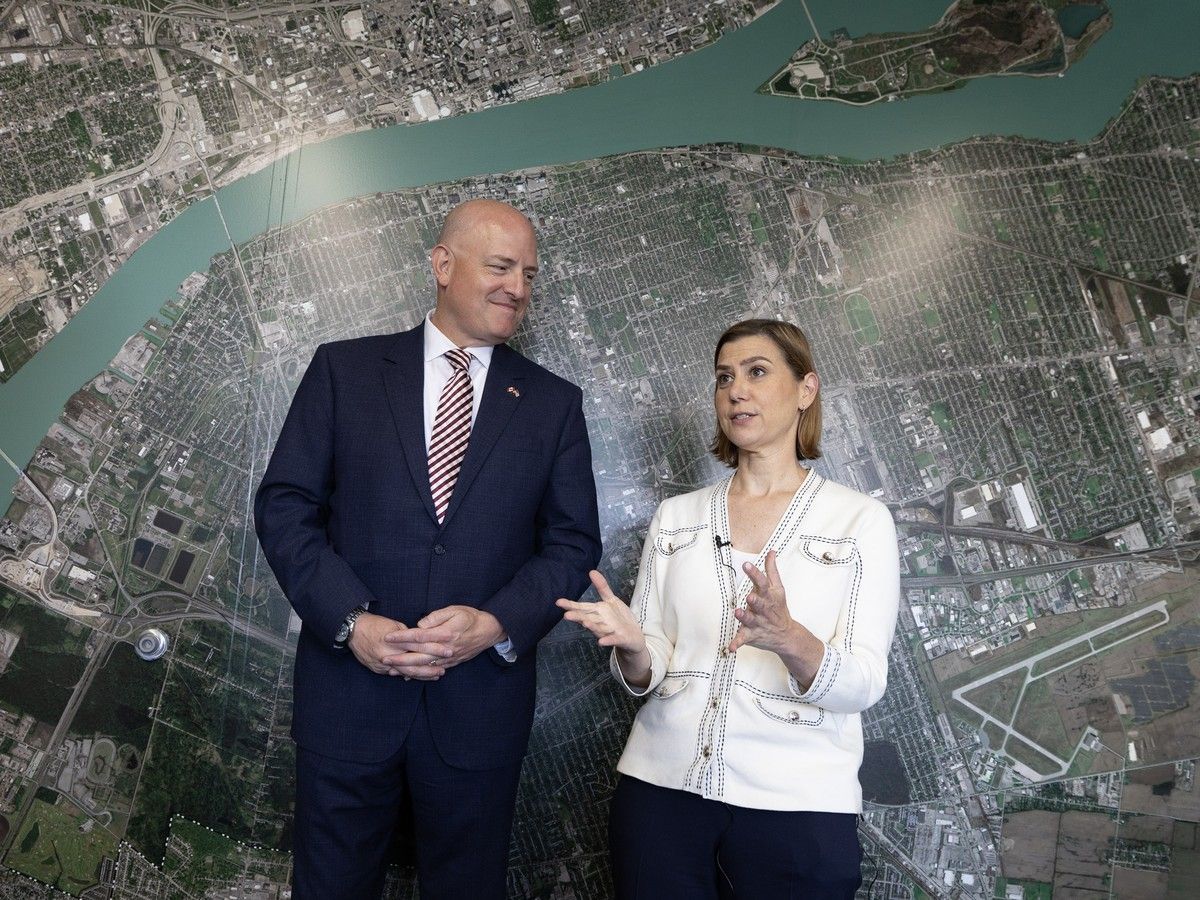 Windsor Mayor Drew Dilkens and U.S. Senator Elissa Slotkin are shown at Windsor City Hall on Monday, August 10, 2026.