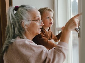 A grandmother with her little grandson