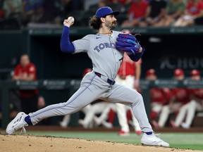Dylan Cease of the Toronto Blue Jays throws a pitch