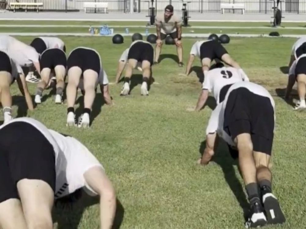 Video footage of the workout Canadian hockey player Matthew Mayich took part in before collapsing.