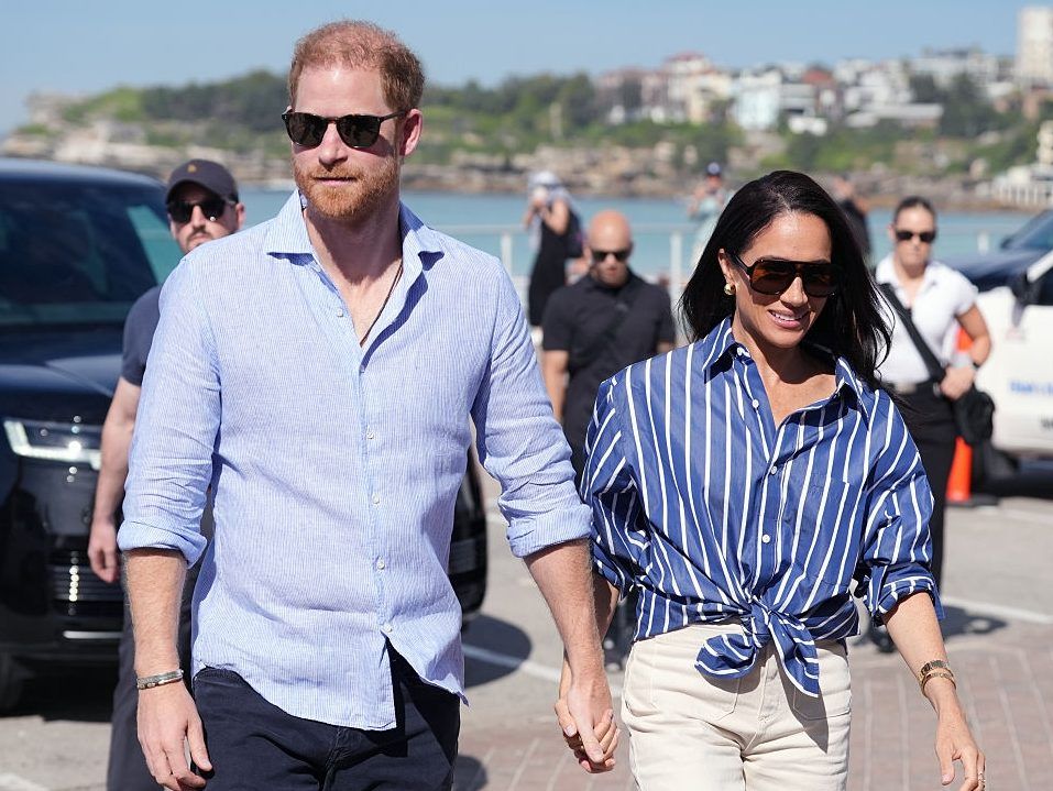 Prince Harry, Duke of Sussex and Meghan, Duchess of Sussex arrive to meet volunteer first responders from Bondi Surf Bathers' Life Saving Club, during a visit to Bondi Beach, on day four of the royal trip to Australia on April 17, 2026 in Sydney, Australia.