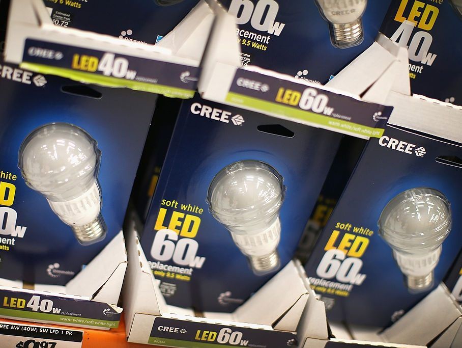 LED light bulbs are offered for sale at a Home Depot store on December 27, 2013 in Chicago, Illinois.