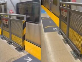 The TTC recently installed subway platform barriers at TMU Station.