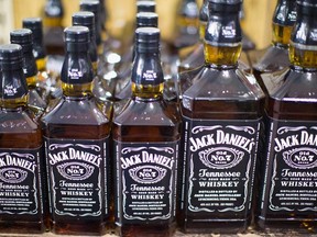 Jack Daniels Tennessee Whiskey is offered for sale at a liquor store on Feb. 3, 2015 in Chicago.