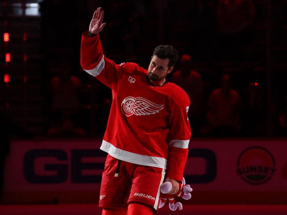 Dylan Larkin of the Detroit Red Wings is voted the game's number one star after beating the Ottawa Senators.