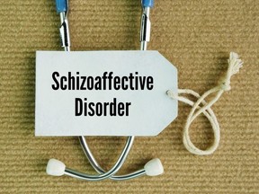 Stethoscope and paper tag with the word Schizoaffective disorder
