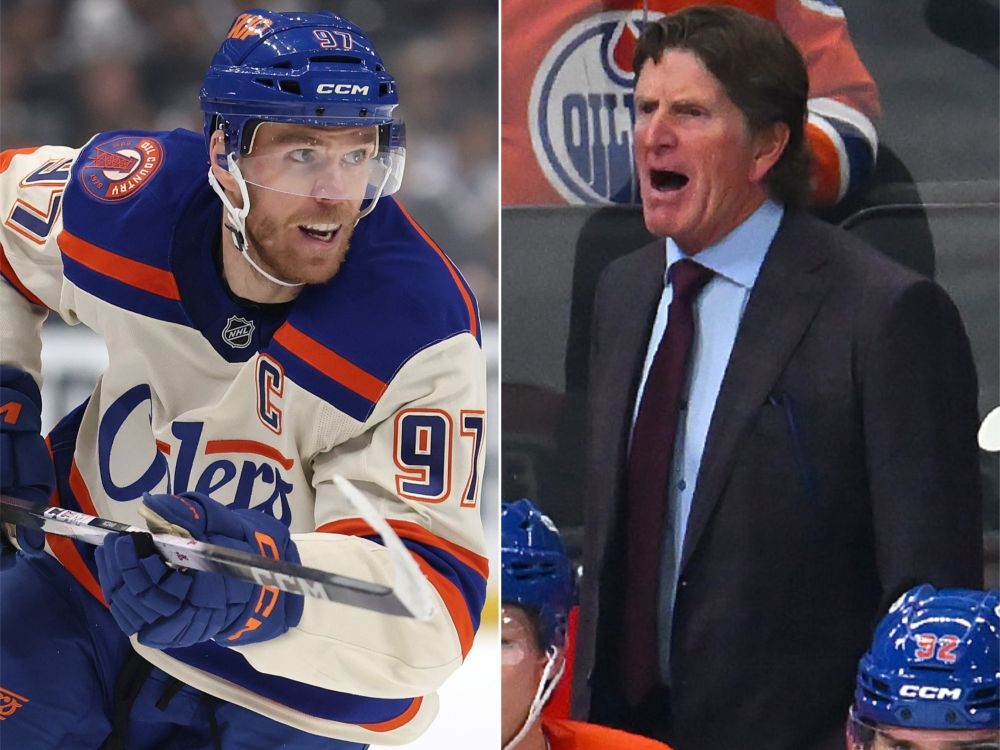 Edmonton Oilers superstar Connor McDavid and head coach Mike Babcock.