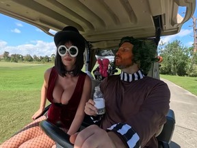 Popular golf influencer Paige Spiranac appeared to suffer a wardrobe malfunction while wearing a low-cut top.