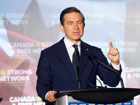 Conservative party leader Pierre Poilievre spoke at the Canada Strong and Free Network event at the BMO Centre in Calgary on Friday, October 16, 2026.