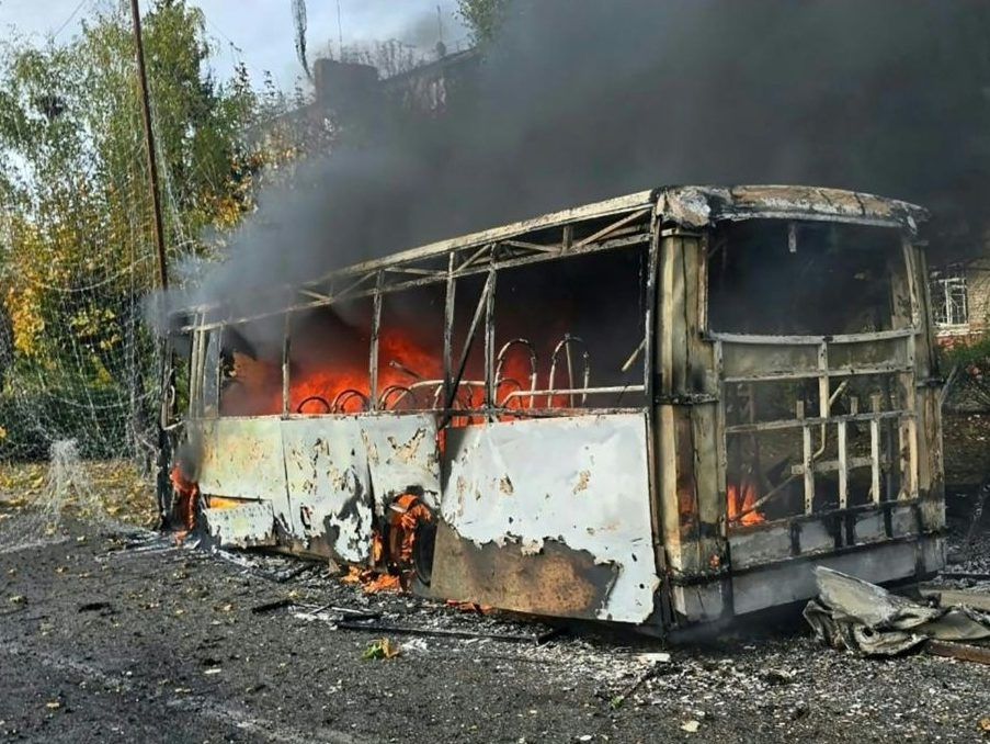 Police said the buses were hit with a glide bomb.