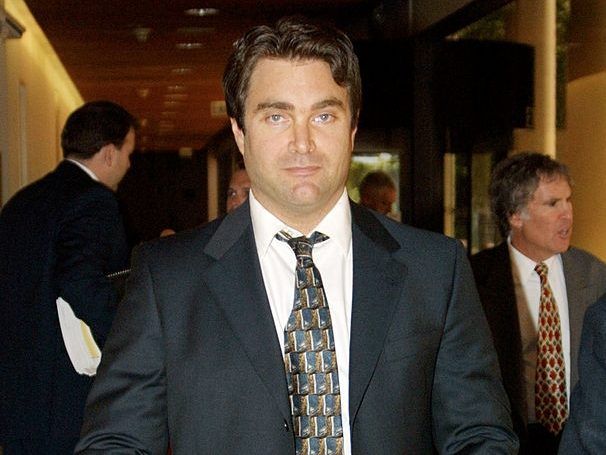 Andrew Luster, 37, heir to the $30 million Max Factor cosmetics fortune, leaves the Ventura County Courthouse July 10, 2001 after appearing on sexual assault charges.