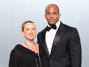Jennifer Meyer and Geoffrey Ogunlesi attend the 2026 Vanity Fair Oscar Party Hosted By Mark Guiducci at Los Angeles County Museum of Art on March 15, 2026 in Los Angeles, California.