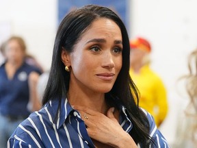 Meghan, Duchess of Sussex meets volunteer first responders from Bondi Surf Bathers' Life Saving Club, during a visit to Bondi Beach, on day four of the royal trip to Australia on April 17, 2026 in Sydney, Australia.