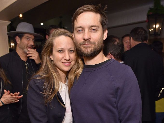 Jewelry designer Jennifer Meyer and actor Tobey Maguire attend the Grand Opening Of Au Fudge, Presented By Amazon Family on March 1, 2016 in West Hollywood, California.