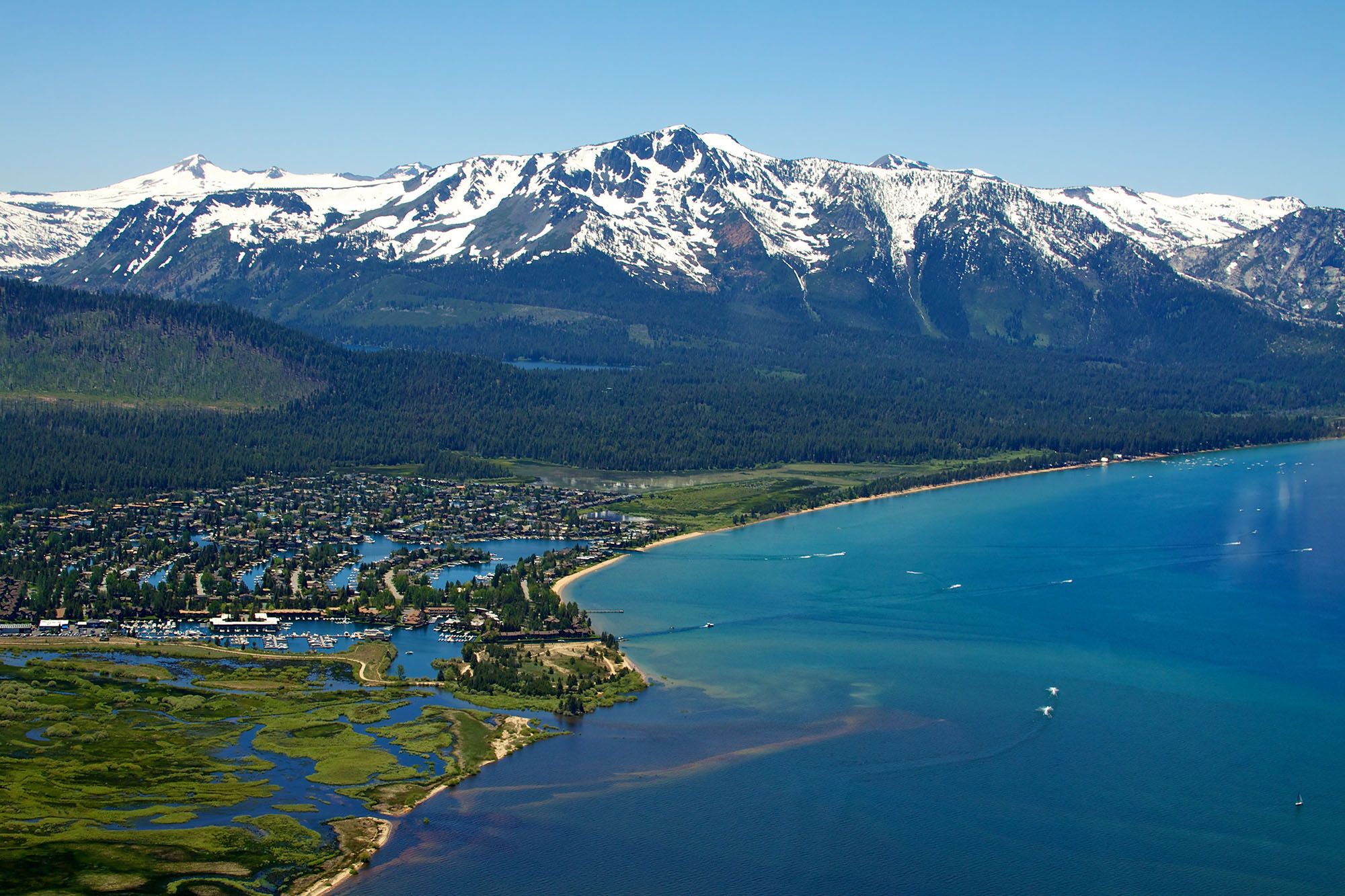 Aerial view of South Lake Tahoe in California.