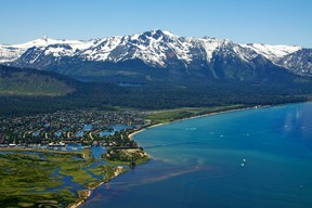 Aerial view of South Lake Tahoe in California.