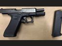 Three people face charges and this loaded Glock 45 handgun with an extended magazine were seized following a break-and-enter at a Riverdale residence on Friday, Oct. 16, 2026.