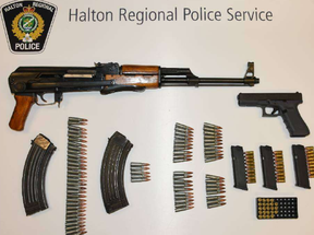 Weapons seized accused criminals who allegedly robbed a Milton casino. HRPS