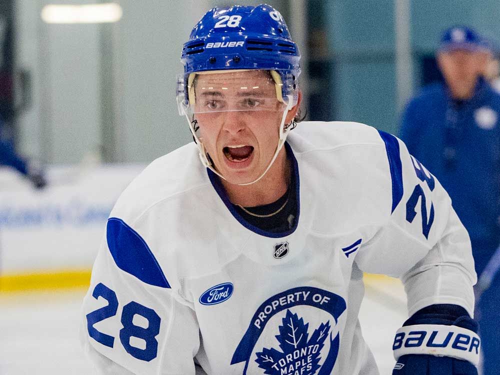 Troy Stecher at the Toronto Maple Leafs training camp in Etobicoke, at the Ford Performance Centre in Toronto on Thursday, Sept. 17, 2026.