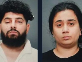 Two people allegedly linked to distraction thefts across Canada are pictured in a photo provided by Barrie Police.