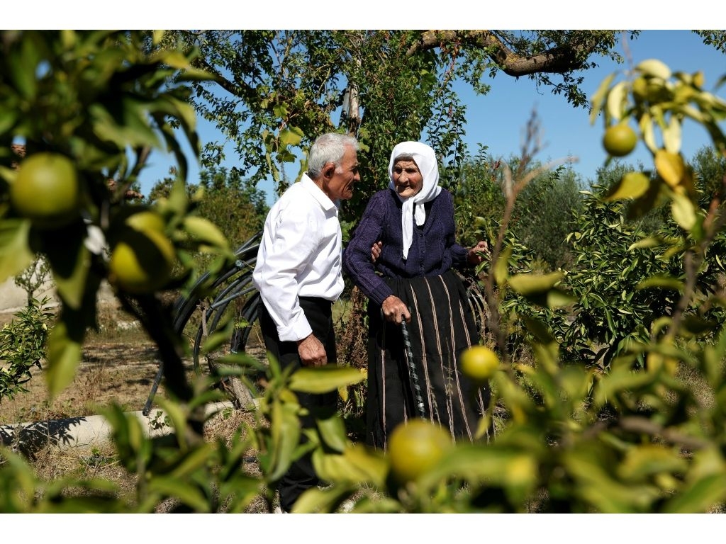 Surrounded by fruit trees, she has spent almost her entire life in the village. (Adnan Beci/AFP)
