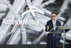 Todd Baker, CEO of ArcelorMittal Tailored Blanks, speaks during the grand opening of the company's new facility in Ingersoll on Thursday, Oct. 22, 2026. (Geoff Robins/The London Free Press)