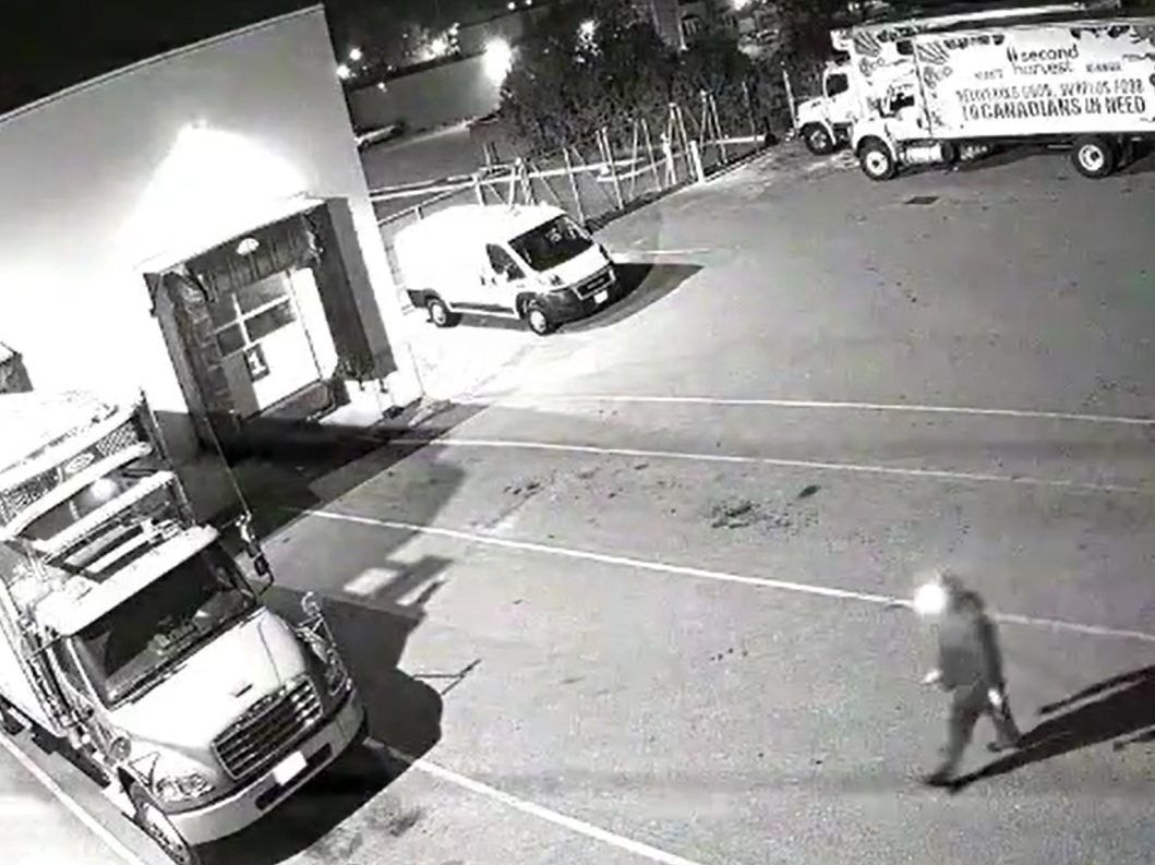 Thieves break into the Second Harvest facility on The East Mall in Etobicoke, Ont., on Sunday, Oct. 11, 2026.