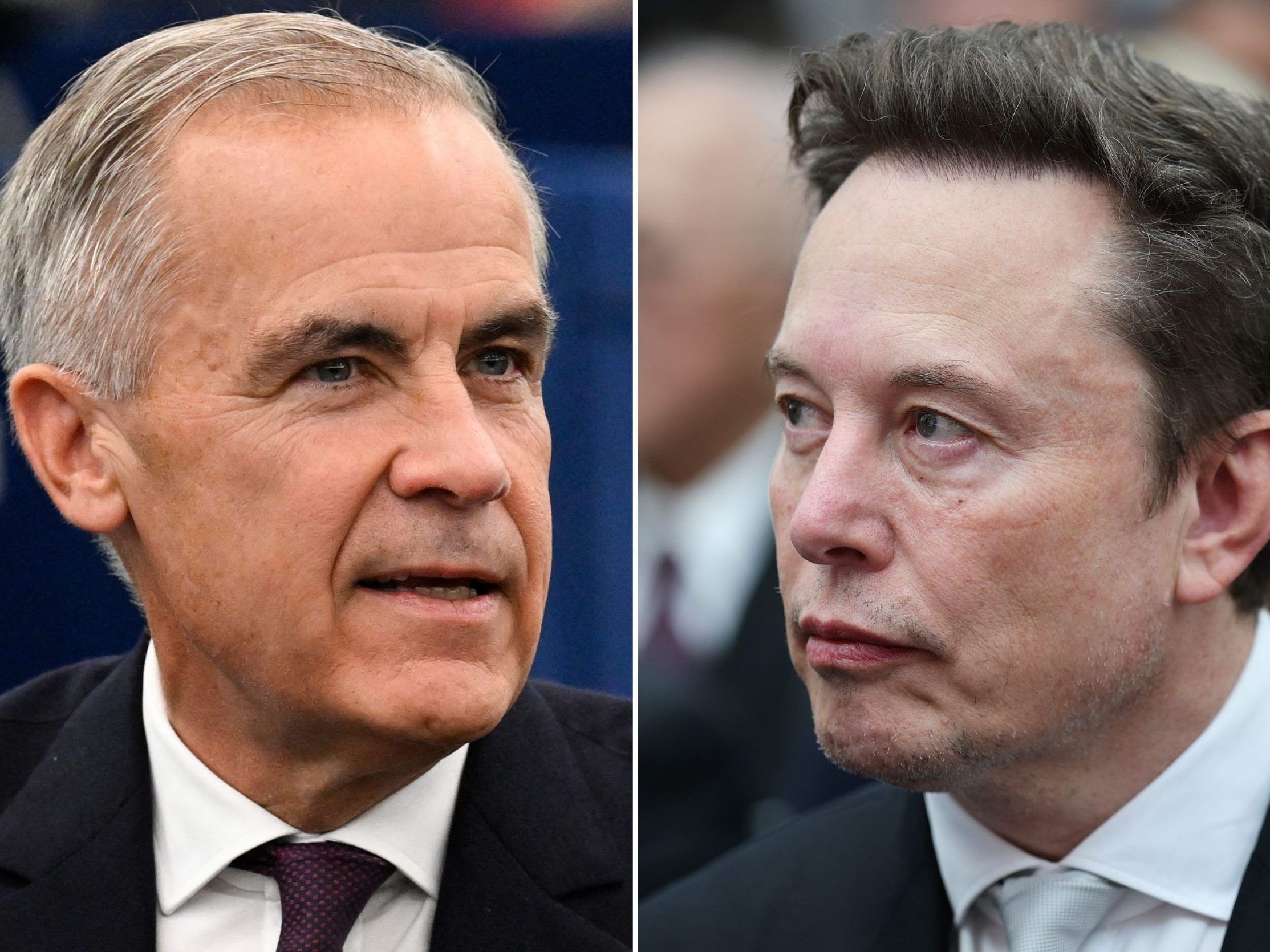 Canadian Prime Minister Mark Carney (left) responded to tech billionaire Elon Musk's comments backing the separation of certain provinces from the rest of Canada, rebutting that 