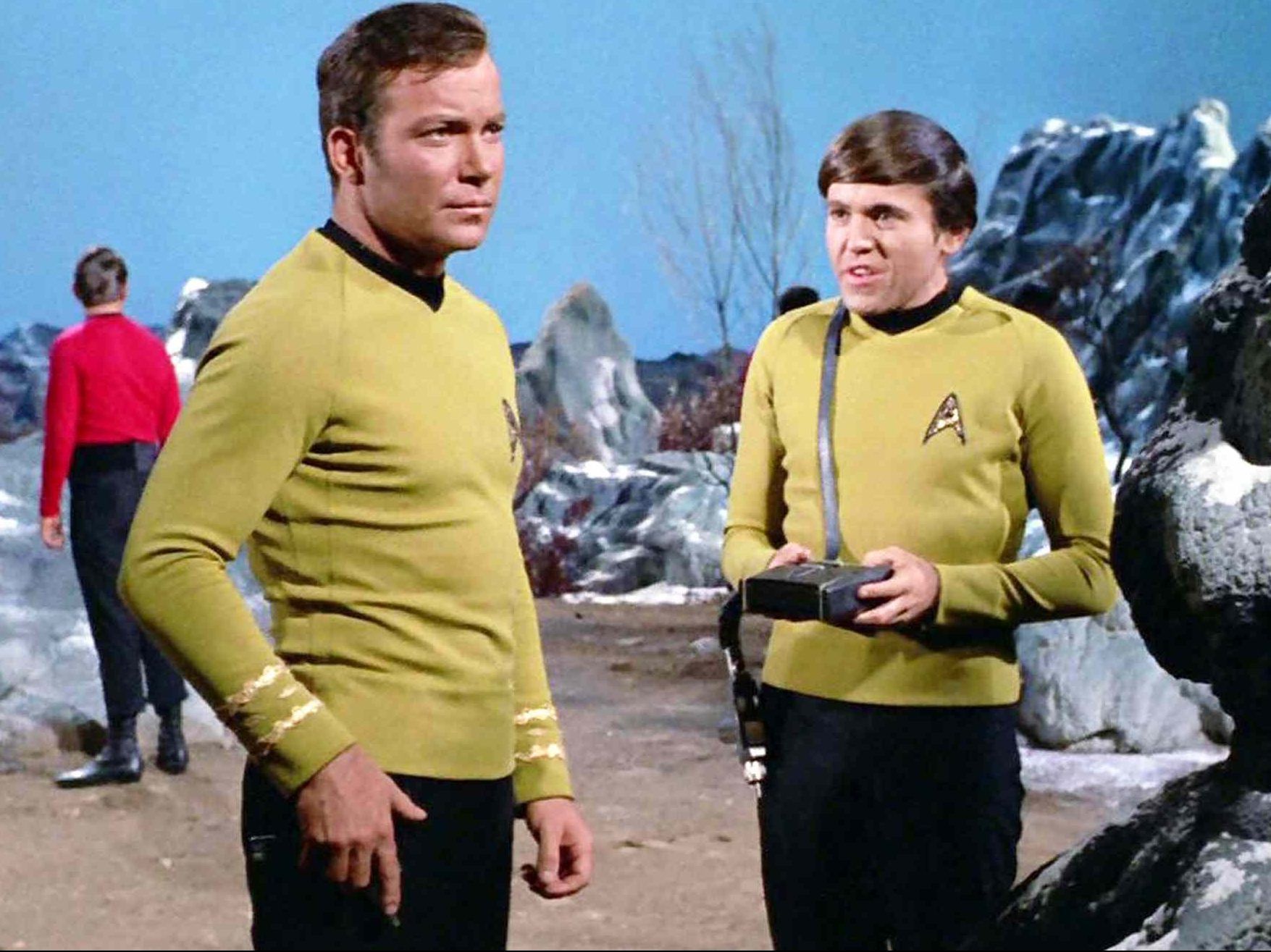 William Shatner as Captain James T. Kirk and Walter Koenig as Pavel Chekov on ‘Star Trek.’